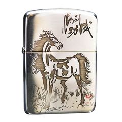 Zippo Bạc Khối Tái Bản 1941 Chủ Đề Ngựa Bản Giới Hạn BK70
