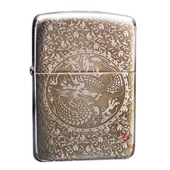 Zippo Bạc Khối Tái Bản 1941 Khắc Hoa Văn Rồng Phượng BK32