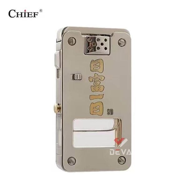 Bật lửa xăng đá chính hãng Chief đánh lửa tự động ô chứa trong suốt CF 705