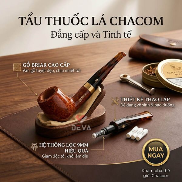Tẩu gỗ thạch nam chính hãng Chacom Churchill N186A