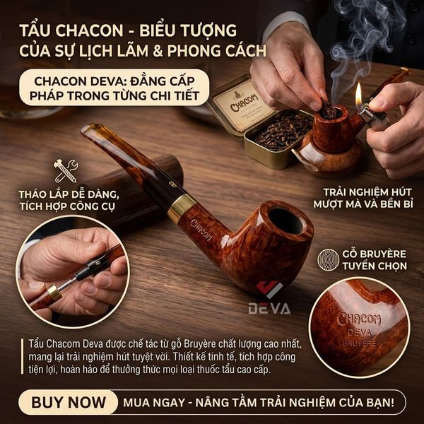Tẩu gỗ thạch nam chính hãng Chacom Churchill N186A