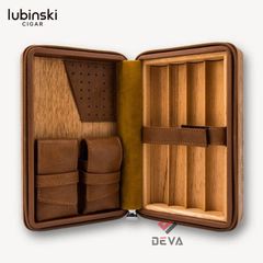 Bao da đựng Cigar 4 điếu Lubinski/Cohiba kèm bật lửa và dao cắt T116