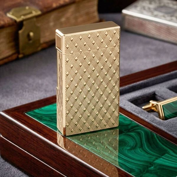 S.T. Dupont Ligne 1 (1 Lỗ) – Bọc Vàng 20 Microns – Họa Tiết Vân Kim Cương Diamond Head DPH123