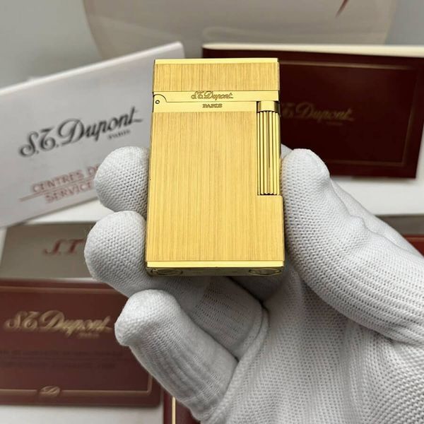 S.T. Dupont Ligne 2 (2 Lỗ) - Bọc Vàng 20 Microns - Thiết Kế Trơn Classic Sang Trọng DPH83