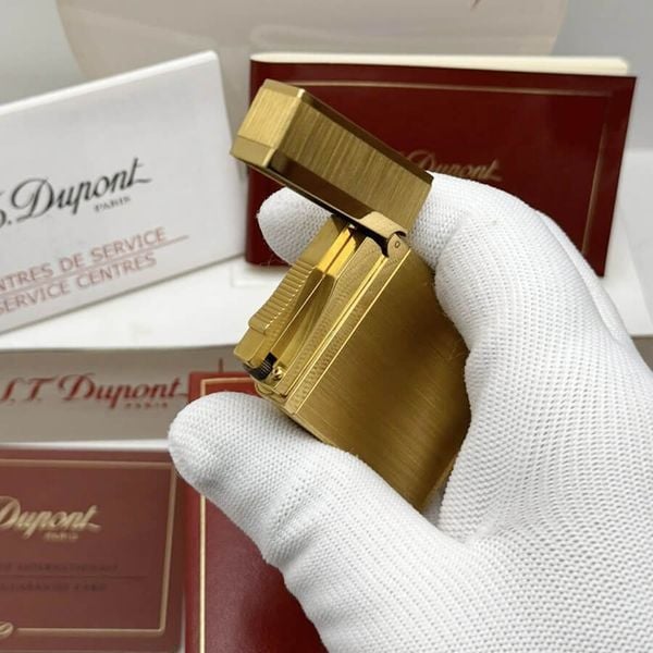 S.T. Dupont Ligne 2 (2 Lỗ) - Bọc Vàng 20 Microns - Thiết Kế Trơn Classic Sang Trọng DPH83