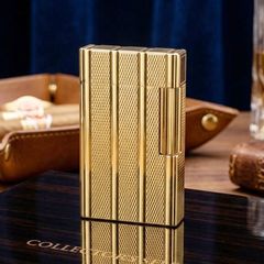 S.T. Dupont Ligne 1 (1 Lỗ) – Bọc Vàng 20 Microns – Họa Tiết Vân Kẻ Dọc Thanh Lịch DPH52