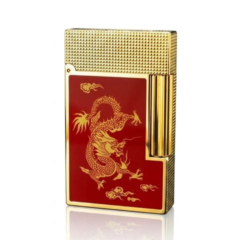 Dupont Hồng Kông Sơn Mài Đỏ In Hình Rồng Vàng Năm 2024 D97