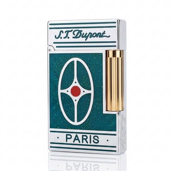 Bật lửa ST Dupont sơn xanh viền vàng D169