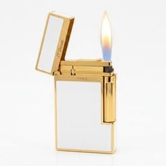 Bật lửa ST Dupont sơn mài trắng viền mạ vàng D135