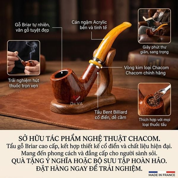 Tẩu gỗ thạch nam Chacom Montmartre N43