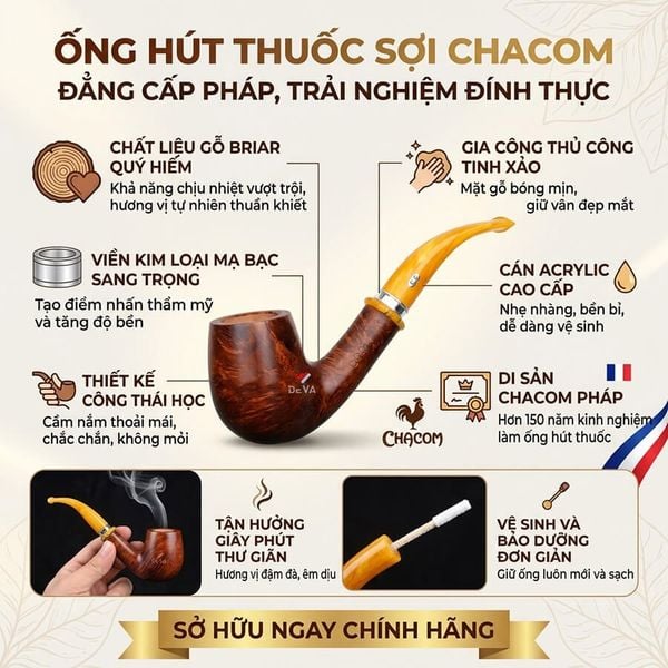 Tẩu gỗ thạch nam Chacom Montmartre N43