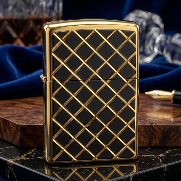 Bật Lửa Zippo 1998 Emblem Kẻ – Mạ Vàng Gold Plated C06
