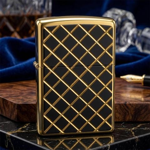 Bật Lửa Zippo 1998 Emblem Kẻ – Mạ Vàng Gold Plated C06