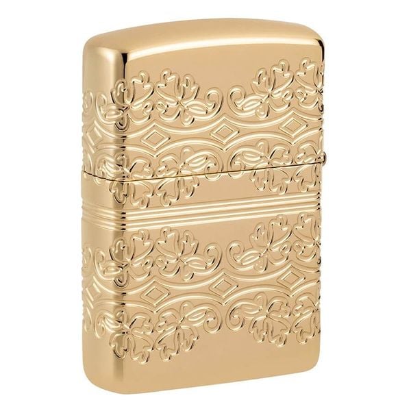 Zippo Lucky Clover Design Armor Luxury High Polish Gold Plate Z23