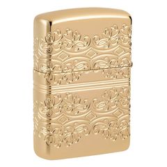 Zippo Lucky Clover Design Armor Luxury High Polish Gold Plate Z23