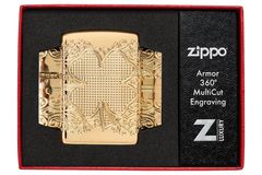Zippo Lucky Clover Design Armor Luxury High Polish Gold Plate Z23