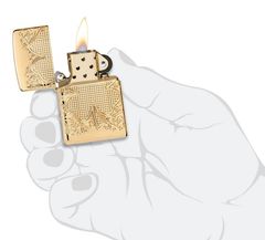 Zippo Lucky Clover Design Armor Luxury High Polish Gold Plate Z23