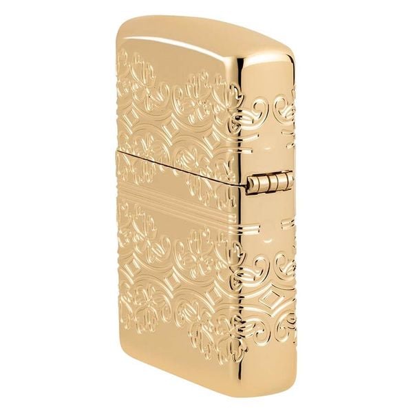 Zippo Lucky Clover Design Armor Luxury High Polish Gold Plate Z23
