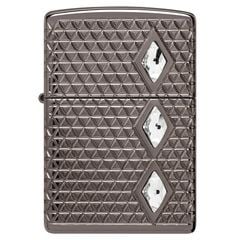 Zippo Diamond Pattern Design Multicut Crystal Attached Armor Luxury Black Ice Z105