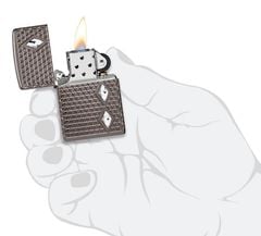 Zippo Diamond Pattern Design Multicut Crystal Attached Armor Luxury Black Ice Z105