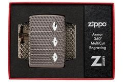 Zippo Diamond Pattern Design Multicut Crystal Attached Armor Luxury Black Ice Z105