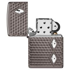 Zippo Diamond Pattern Design Multicut Crystal Attached Armor Luxury Black Ice Z105