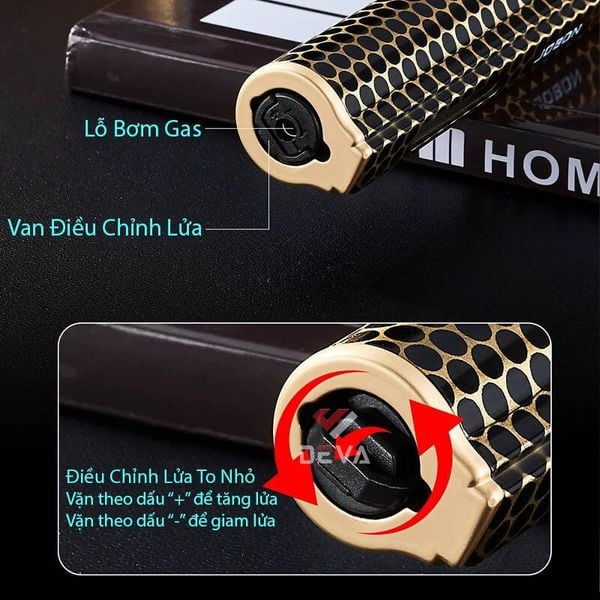 Bật lửa gas Jobon khò 1 tia cán dài tích hợp ô cửa quan sát gas ZB 215