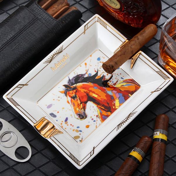 Gạt tàn xì gà 2 điếu Lubinski YJA 20053 – Họa tiết Vân Ngựa 2026