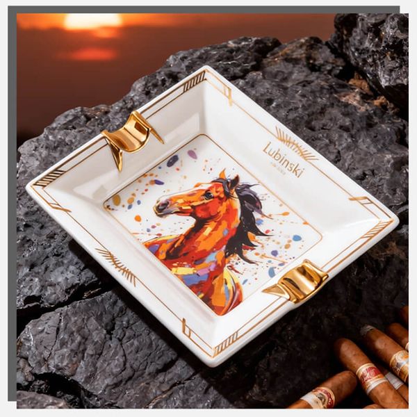 Gạt tàn xì gà 2 điếu Lubinski YJA 20053 – Họa tiết Vân Ngựa 2026