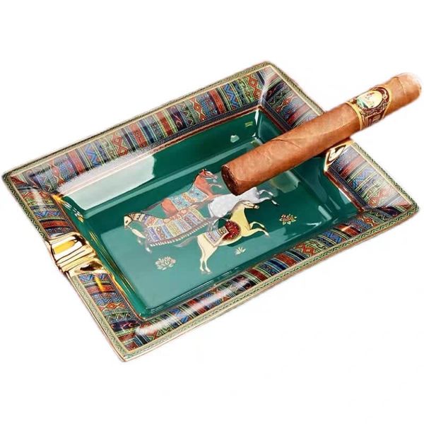 Gạt tàn 2 điếu sứ hoa văn hình ngựa AS 300