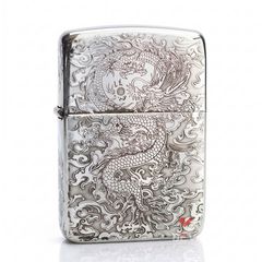 Zippo Bạc Khối Tái Bản 1941 Khắc Hình Rồng Mây BK56