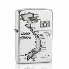 Zippo Bạc Khối Khắc Bản Đồ Việt Nam BK75