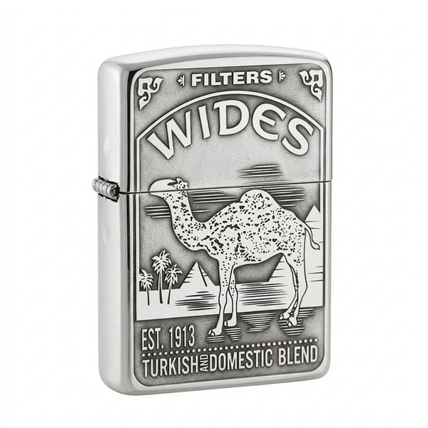 Zippo Bạc Khối Armor Khắc Hoạ Chủ Đề Camel BK49