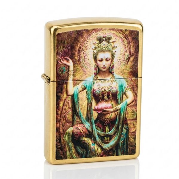 Zippo In Hình Vị Nữ Thần Tay Cầm Sen ZN273