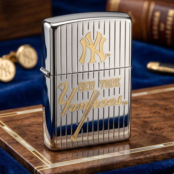 Bật Lửa Zippo 2002 New York Yankees – Bản Mạ Vàng Gold Plated Hiếm C25