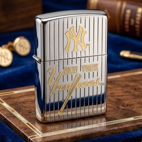 Bật Lửa Zippo 2002 New York Yankees – Bản Mạ Vàng Gold Plated Hiếm C25