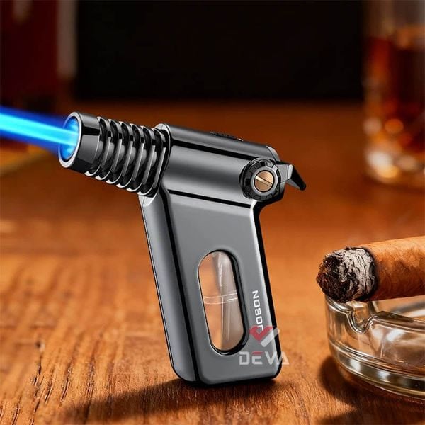 Bật lửa Jobon khò 1 tia bình chứa trong suốt kèm khóa gas ZB-216