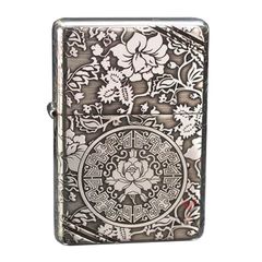 Zippo Bạc Khối Tái Bản 1937 Vintage Chặt Góc Khắc Hoa Mẫu Đơn BK80