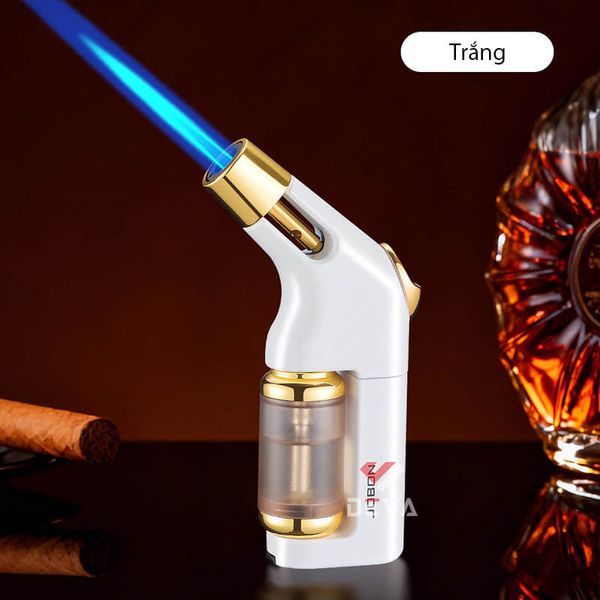 Bật lửa gas Jobon khò 1 tia kèm đục Cigar chuyên dụng có bình chứa ga lộ thiên ZB 513