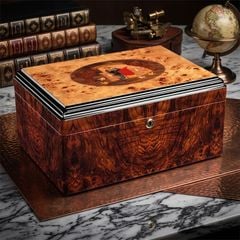 Hộp Giữ Ẩm Xì Gà (Humidor) Gỗ Tuyết Tùng Vân Nu Cao Cấp RA 925