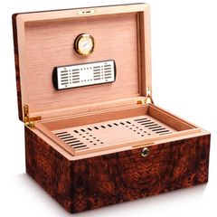 Hộp Giữ Ẩm Xì Gà (Humidor) Gỗ Tuyết Tùng Vân Nu Cao Cấp RA 925