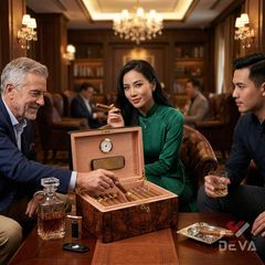 Hộp Giữ Ẩm Xì Gà (Humidor) Gỗ Tuyết Tùng Vân Nu Cao Cấp RA 925