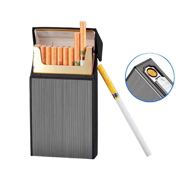 Hộp đựng thuốc lá Focus nguyên bao thuốc size nhỏ 5.5mm kèm bật lửa điện nhiệt JD YH090