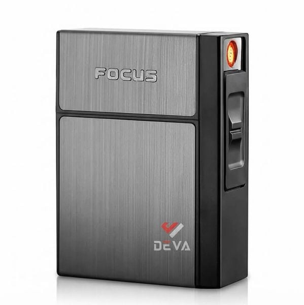 Hộp đựng thuốc  Focus 20 điếu 6.5mm kèm bật lửa JD YH035