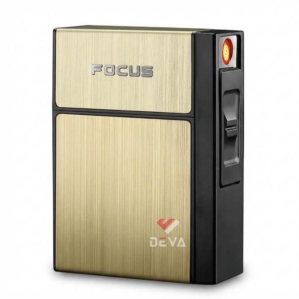 Hộp đựng thuốc  Focus 20 điếu 6.5mm kèm bật lửa JD YH035