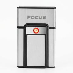 Hộp đựng thuốc lá Focus nguyên bao 20 điếu loại 6.5mm kèm bật lửa điện nhiệt JD YH071