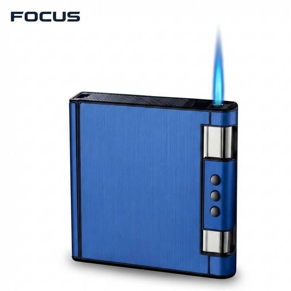 Hộp đựng thuốc lá Focus  20 điếu kèm bật lửa khò JD YH072