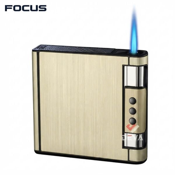 Hộp đựng thuốc lá Focus  20 điếu kèm bật lửa khò JD YH072
