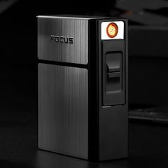 Hộp đựng thuốc  Focus 20 điếu 6.5mm kèm bật lửa JD YH035