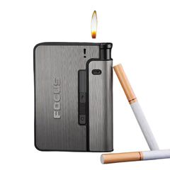 Hộp đựng thuốc lá Focus chứa 10 điếu thuốc loại 6.5mm kèm bật lửa JD-YH001